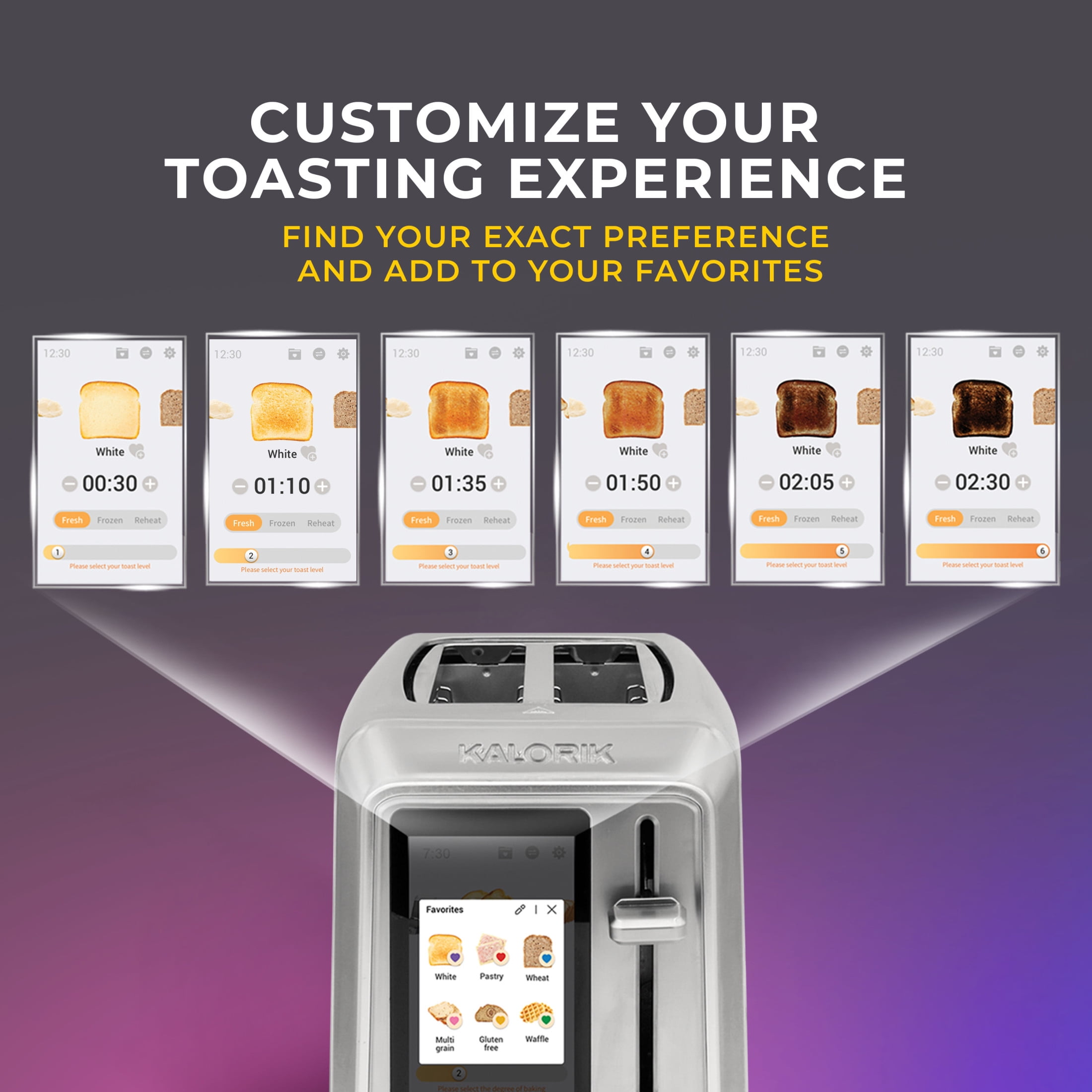Kalorik® Vivid™ Touch 2-slice Toaster with High Resolution Touchscreen, in Stainless Steel (TO52622SS)