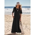 thumbnail image 5 of Merokeety Womens Summer Crewneck Maxi Dress Black XXL, 5 of 5