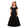thumbnail image 4 of HAYIMI Child Girls Chiffon Dress O-Neck Short Sleeve Solid Color Piano Violin Performance Formal Gown Flowy Party Wear Tutu For Kids Boho Dresses, 4 of 4