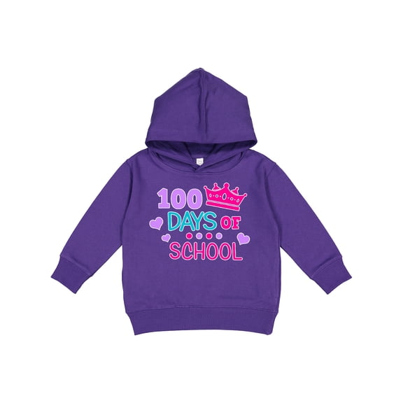 Inktastic 100 Days of School in Pink and Purple with Crown Toddler Hoodie