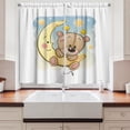 thumbnail image 2 of Ambesonne Dream Kitchen Curtains, Teddy Bear Moon Stars Art, 55"x39", Pale Earth Yellow Ecru, 2 of 3
