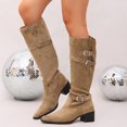 thumbnail image 2 of Women Mid-Calf Boots with Fashionable Buckle for Autumn Versatile Party Evening Wear, 2 of 9