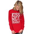 thumbnail image 4 of Valentines Day Skull Kiss Me Deadly Women's Long Sleeve T Shirt Brisco Brands M, 4 of 6