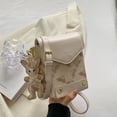 thumbnail image 5 of Bolso pequeño estampado para mujer, de piel sintética, tipo bandolera con cadena, color blanco cremoso, 5 of 5