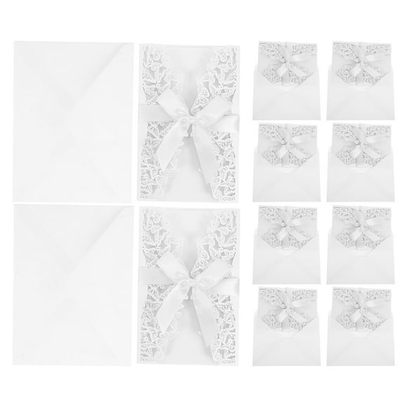 USHOBE 10Sets White Wedding Invitation Accessories Butterfly Floral Cut Cards for Bridal Showers