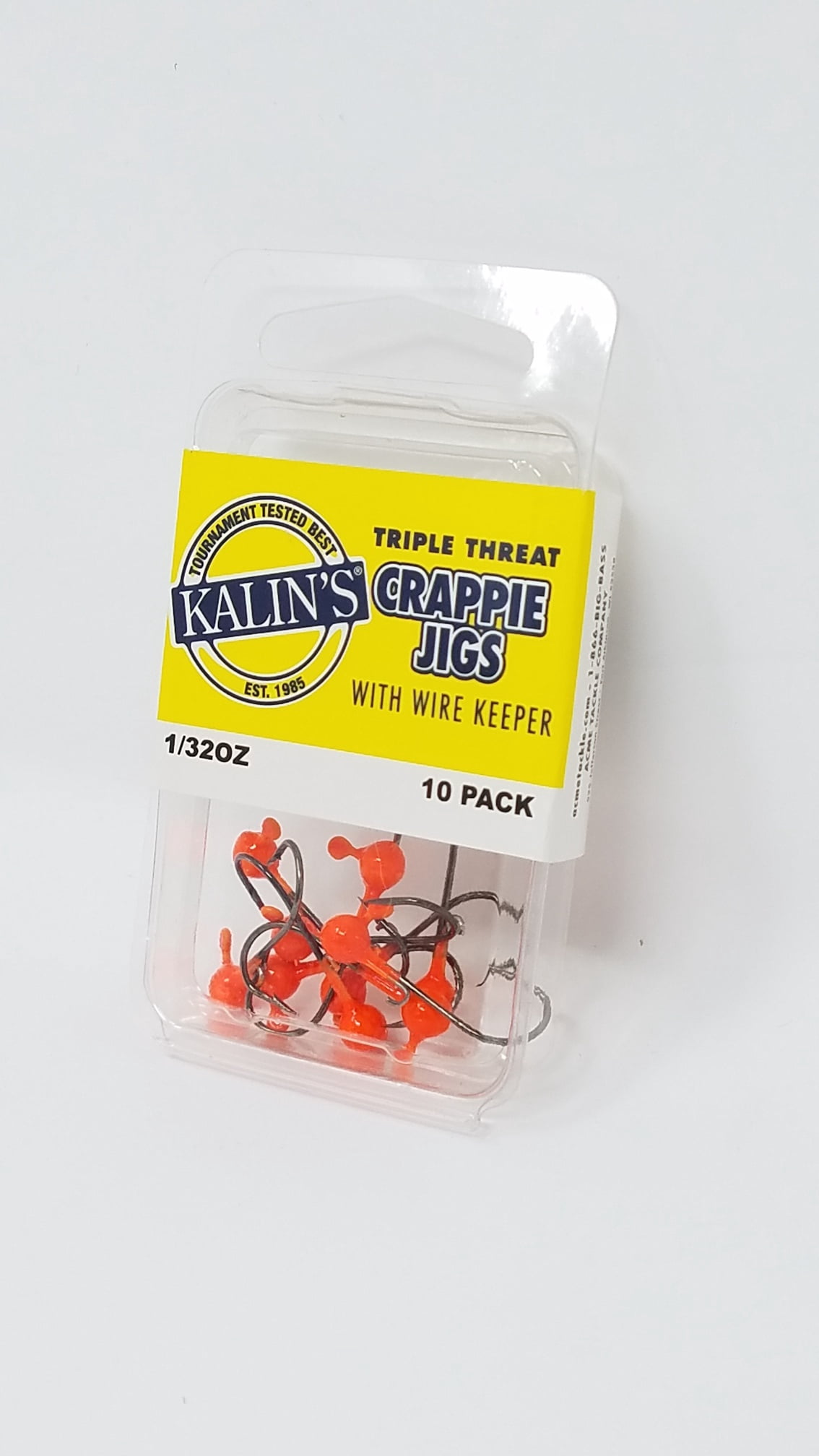 Kalins Freshwater Triple Threat Soft Plastics Fishing Jig , Orange, 1/32 oz., 10ct, Lake