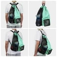 thumbnail image 7 of Drawstring Mesh Swim Backpack with Wet Pocket Lightweight Sports Equipment Bag for Swimming Gym Workout Grer Hand Carry Handle Beach Pool, Mint Green, 7 of 7