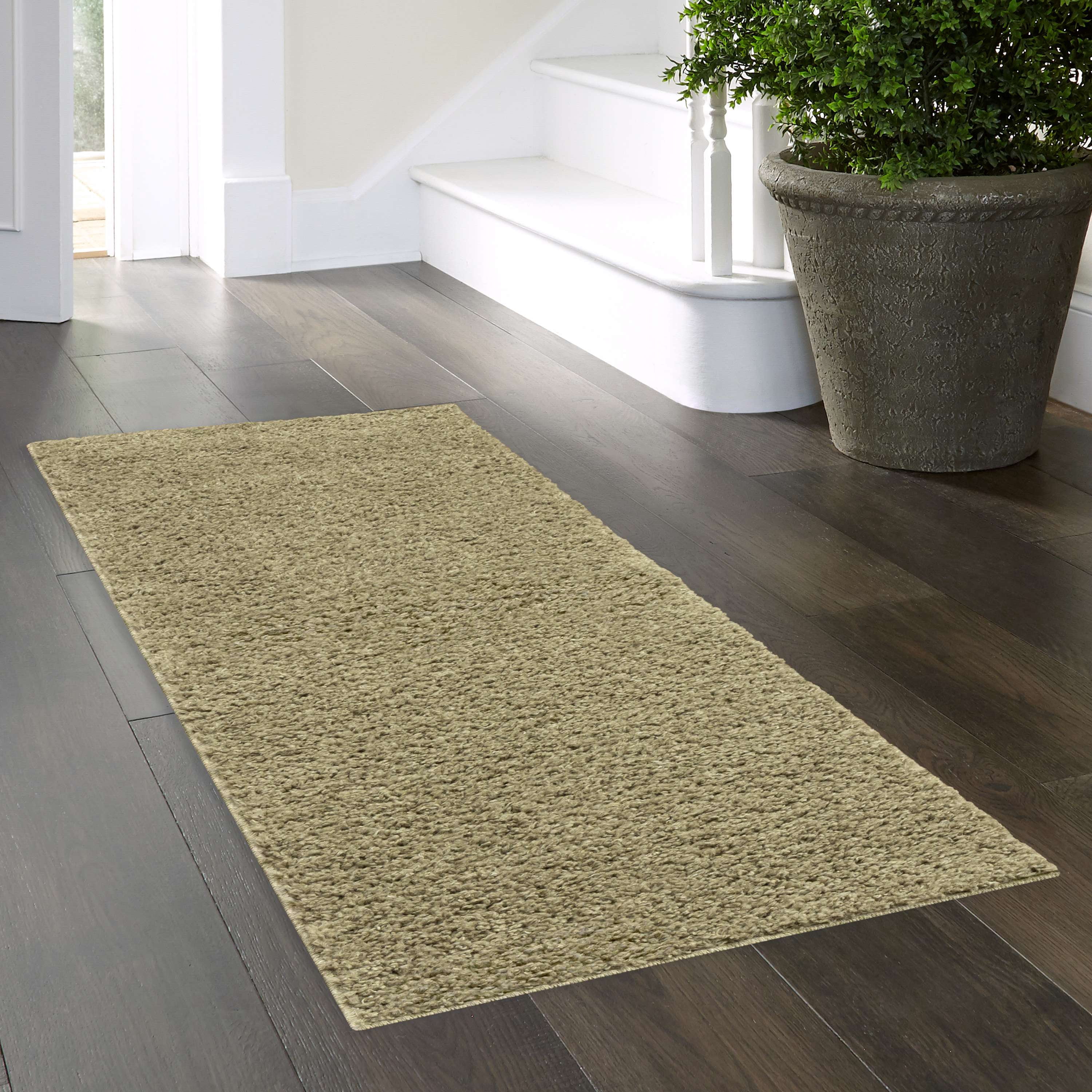 Mainstays Traditional Tan Mushroom Shag Indoor Runner Rug, 1'9" x 5'