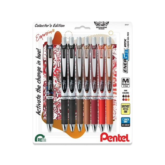 Pentel EnerGel RTX Retractable Liquid Gel Pens 0.7mm 8/Pkg-Change Expressions