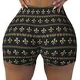 thumbnail image 2 of Haiem Mardi Gras Fleur de Lis No Front Seam Biker Shorts for Women Yoga Workout Gym Bike Shorts with Tummy Control Moisture-Wicking-, 2 of 9