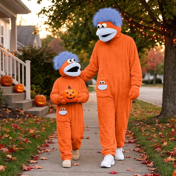 Kids Funny Monster Big Mouth Onesie Pajamas Silly Cartoon Monster Onesie Pajamas Soft Cozy Plush Home Loungewear(Includes Comb & Shoes)