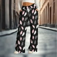 thumbnail image 2 of Byworldtasic Sweatpants for Women Pattern Flowy Wide Leg Drawstring Casual Jogger Pants High Waist Pants, 2 of 6