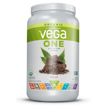 (2 pack) (2 pack) Vega One Organic All-in-One Plant Protein Powder, Mocha, 20g Protein, 1.6lb, 25.3oz