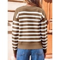 thumbnail image 5 of V Neck Button Down Long Sleeve Open Front Ribbed Knit Outerwear Womens Striped Cardigan Sweaters, 5 of 6