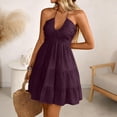 thumbnail image 6 of Dolkfu Mini Dresses for Women Purple Refreshing Halter Sleeveless Fit & Flare Dresses Solid Modern Romance Regular Dresses Purple,M, 6 of 6