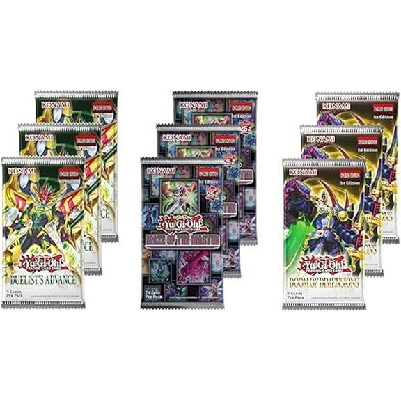 Yugioh Trading Cards - Random Booster Pack Assortment - 9 Packs Total