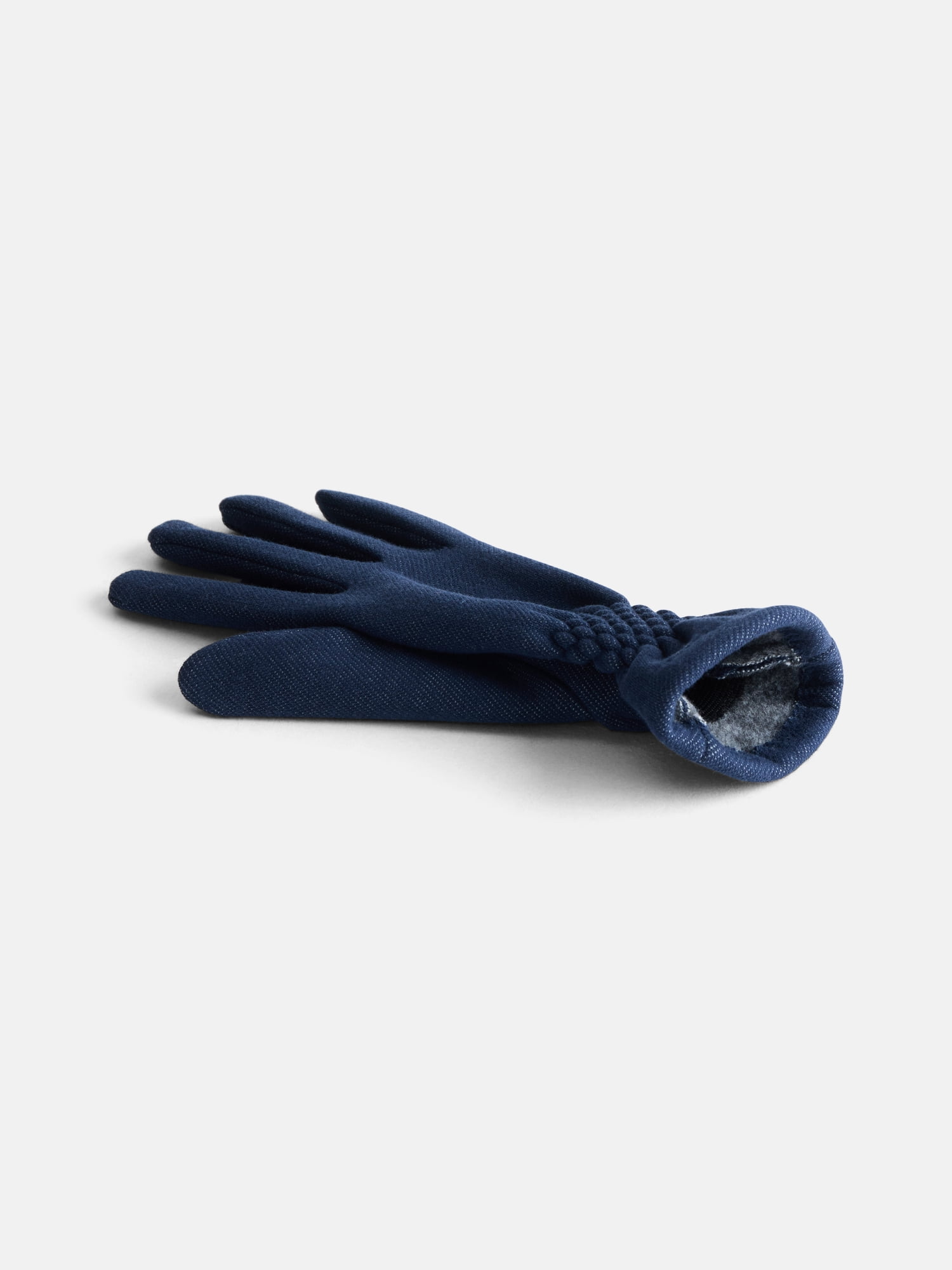 Time and Tru Women's Knit Gloves with Quilted Cuffs, Denim Blue, One Size