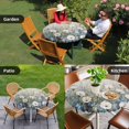thumbnail image 4 of White Floral Round Tablecloth for 55-60 Inch Tables, Fitted Table Cover with Elastic Edge, Modern Farmhouse Oil Painting Plants Waterproof Outdoor Table Cloth Protector for Patio Garden Dinner Picnic, 4 of 9