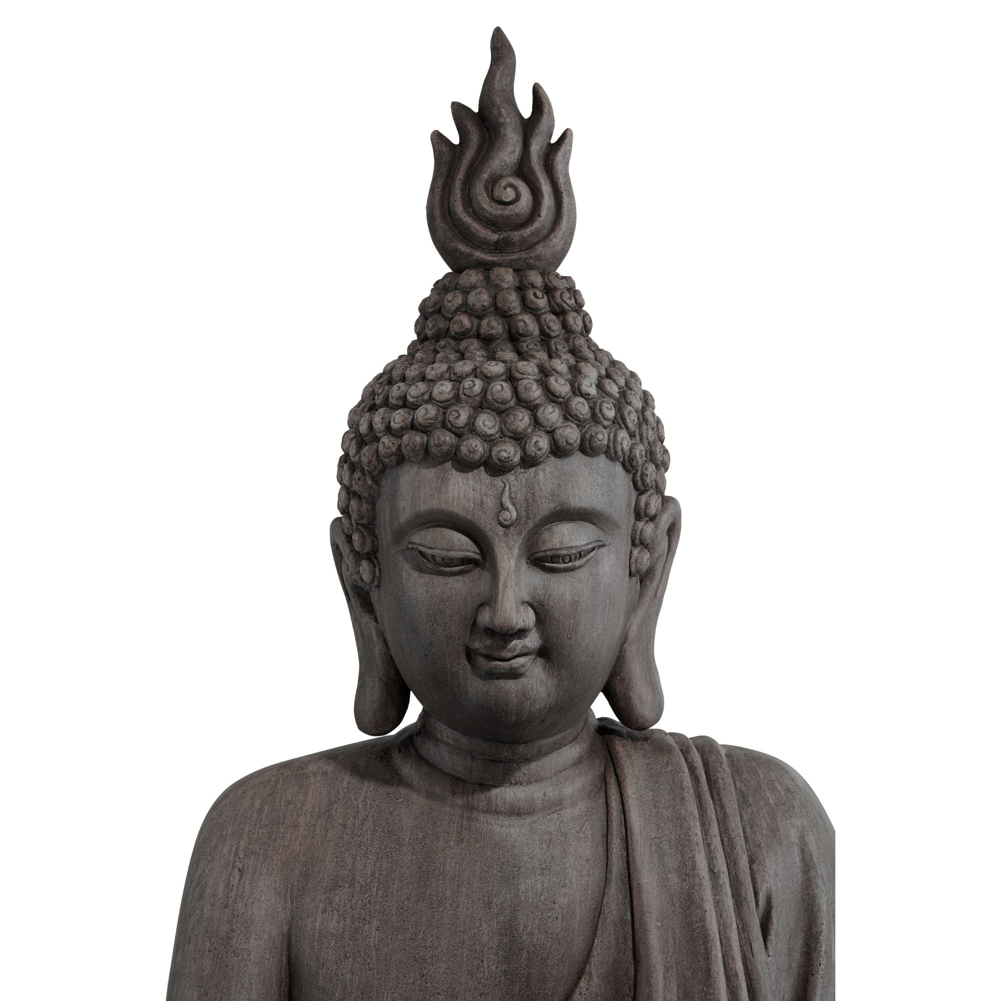 John Timberland Large Sitting Buddha Statue Sculpture Zen Asian Garden Decor Indoor Outdoor Front Porch Stone Gray Finish 42" Tall