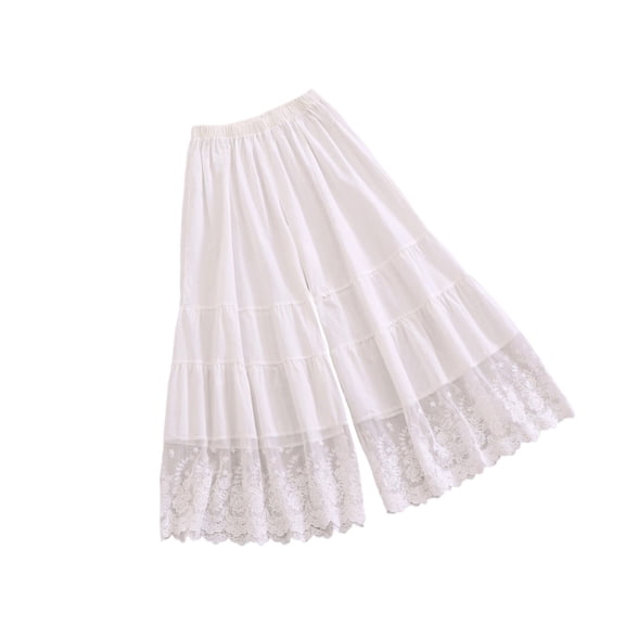 Retro Cotton Shorts Pettipants Culotte Slip Cropped Sleepwear Pants with Lace Edges for Womens