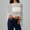 thumbnail image 4 of Top poncho translúcido para mujer Meihuida, tejido de crochet, ligero, blanco, 4 of 4