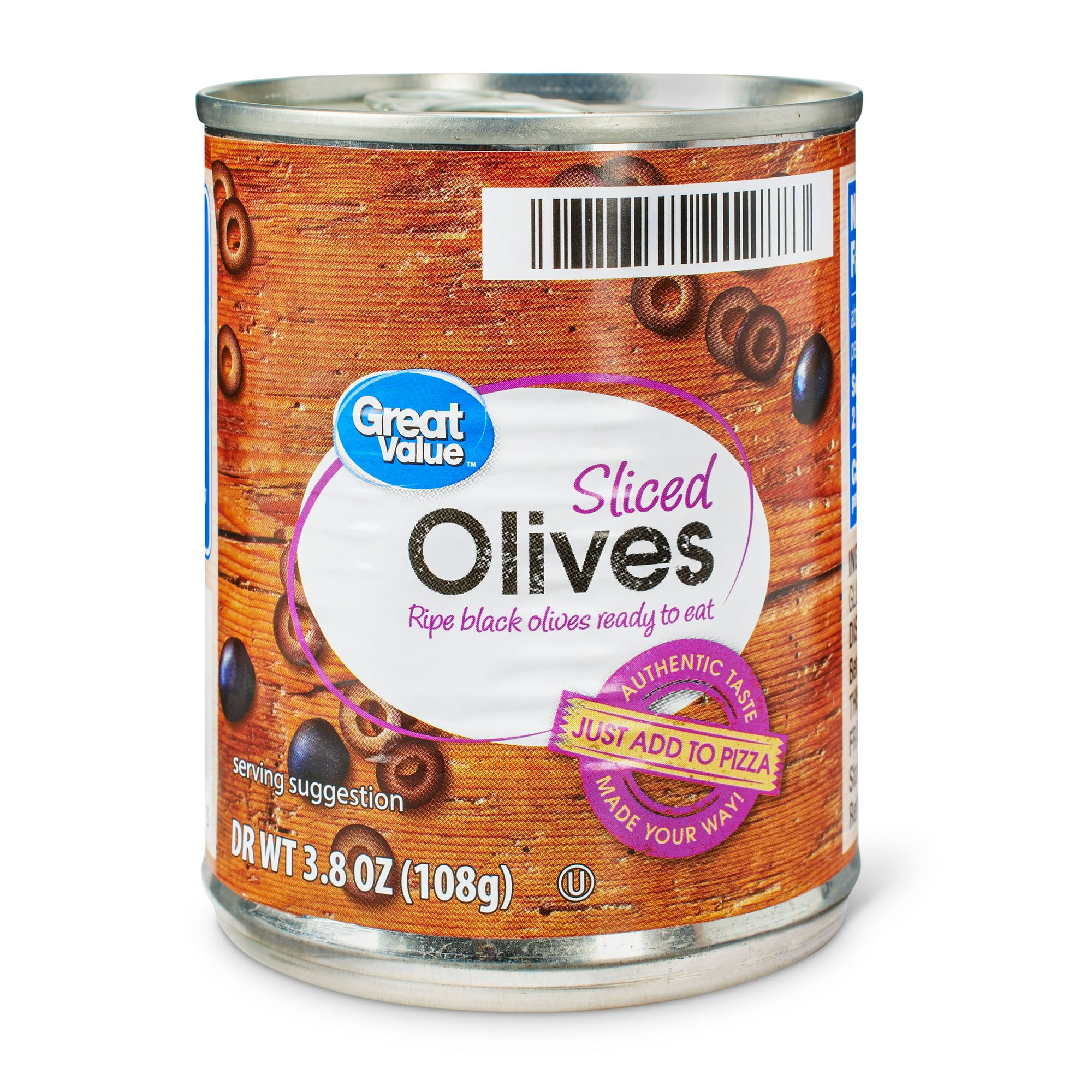 Great Value Sliced Black Ripe Olives, 3.8 oz Can