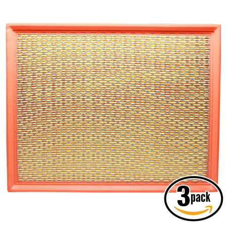 3-Pack Replacement Engine Air Filter for 2005 GMC Sierra 3500 w/V8-6.6L Diesel Turbo 2 Engine Car/Automotive - Flexible Panel Filter,