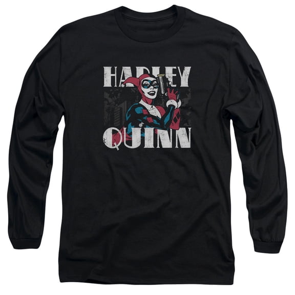 Batman Harley Bold Long Sleeve Adult 18/1 T-Shirt Black