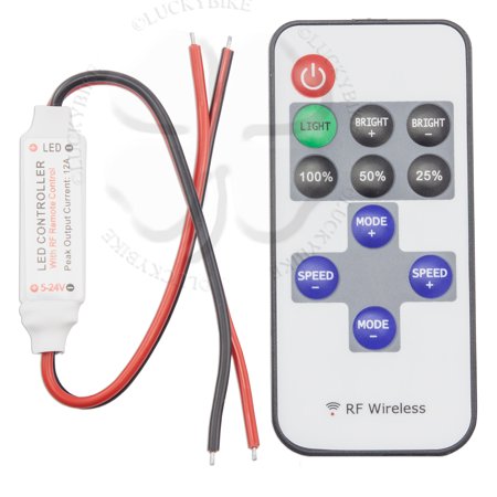 LED Controller Radio Frequency RF Wireless Remote 5V-12V-24V DC 12A Light Dimmer