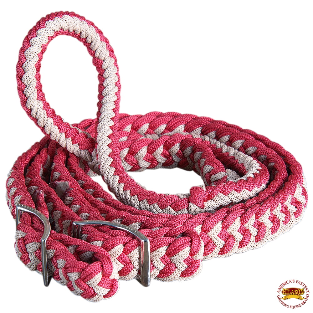 Corde Cheval Attelage Western Nylon Tressé Rouge/Noir 60716 – 7-8 Ft