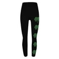 thumbnail image 4 of lcziwo Women's St Patricks Day Running Leggings Shamrock Clover Print Soft Stretchy Yoga Pants High Waisted Tummy Control Tight Pants Black S, 4 of 5