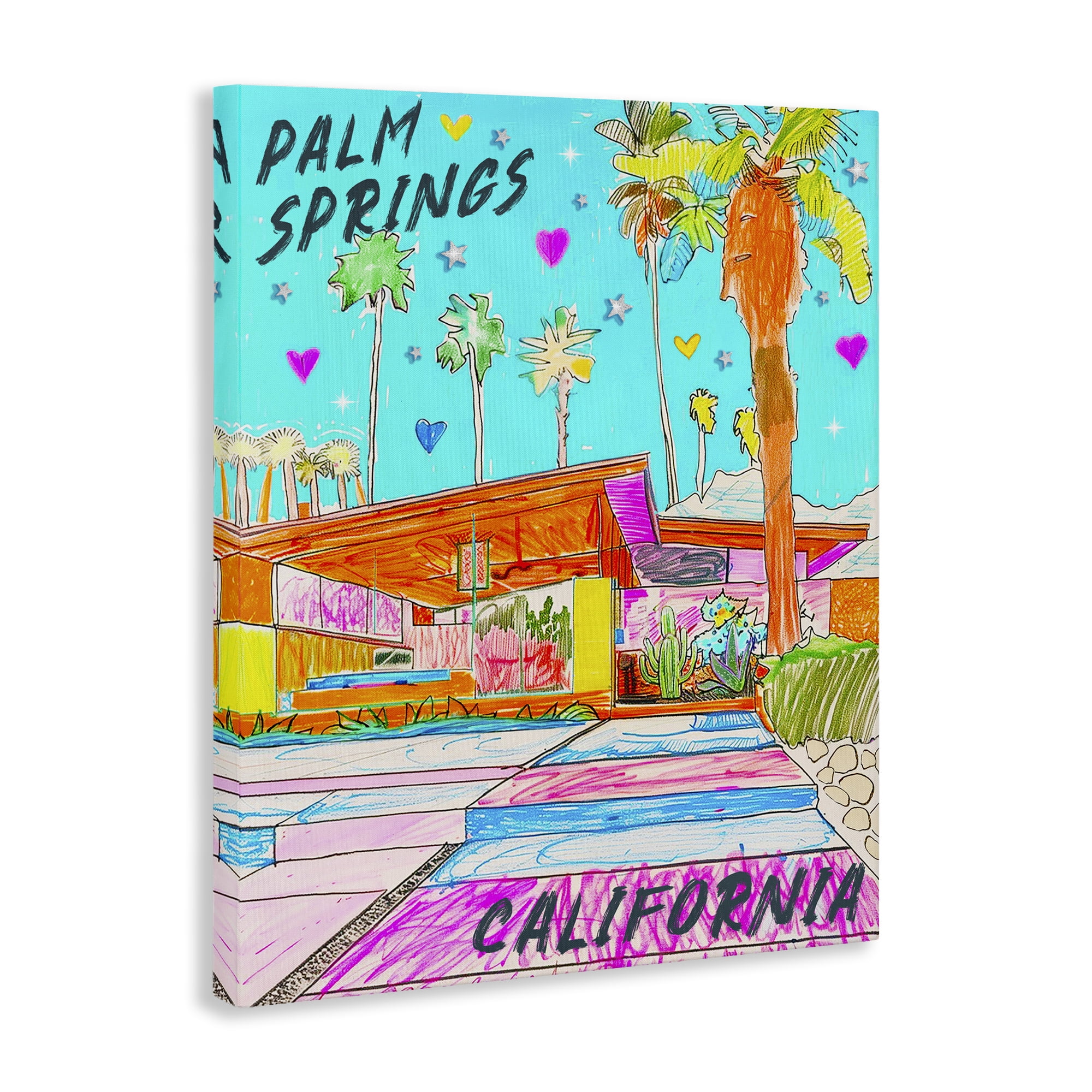 Stupell Industries Palm Springs Villa Doodle Cities & Countries Painting Wrapped Canvas Art Print Wall Art, 30 x 40