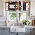 thumbnail image 2 of Modern Geometric Window Valance Curtain Mondrian Abstract Art Rod Pocket Short Curtain for Living Room, Bedroom & Kitchen Window Decor 60x18in, 2 of 8