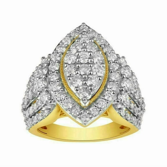 2 Ct Round Lab-Created Diamond 14K Yellow Gold Plated Cluster Engagement Ring