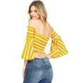 thumbnail image 2 of Flying Tomato Women's Off Shoulder Bell Sleeve Summer Crop Top (L, Yellow), 2 of 4
