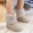 thumbnail image 3 of Eltusu Girls Snow Booties, No Slip Warm Windproof Comfy Winter Boots Shoes Beige Size 2(Big Kids), 3 of 8