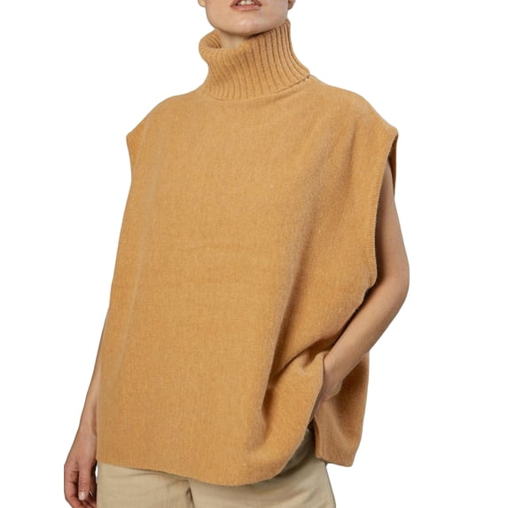 GXFC Women Fall Sweater Vest Sleeveless Turtleneck Loose Tank Knit Pullover Autumn Warm Knitwear Clothes for Women for Casual Daily