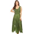 thumbnail image 5 of Sakkas Kevina Stonewashed Rayon Embroidered Dress - Green - S/M, 5 of 5