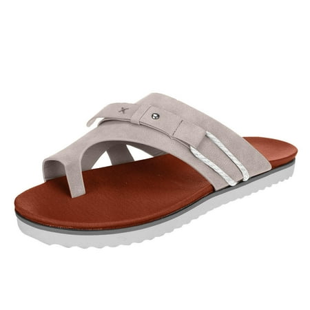 

YanHoo Women s Orthopedic Slide Sandals Slip On Flat Sandals Flip Flop Thong Sandals Casual Summer Sandals
