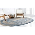 thumbnail image 4 of Unique Loom Braided Chindi Collection Casual Modern Blue Oval Rug (3' 3 x 5' 0), 4 of 4