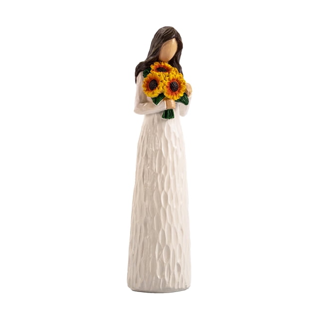 Escultura Elegondrar Girasol Girl de resina pintada a mano, 20 cm