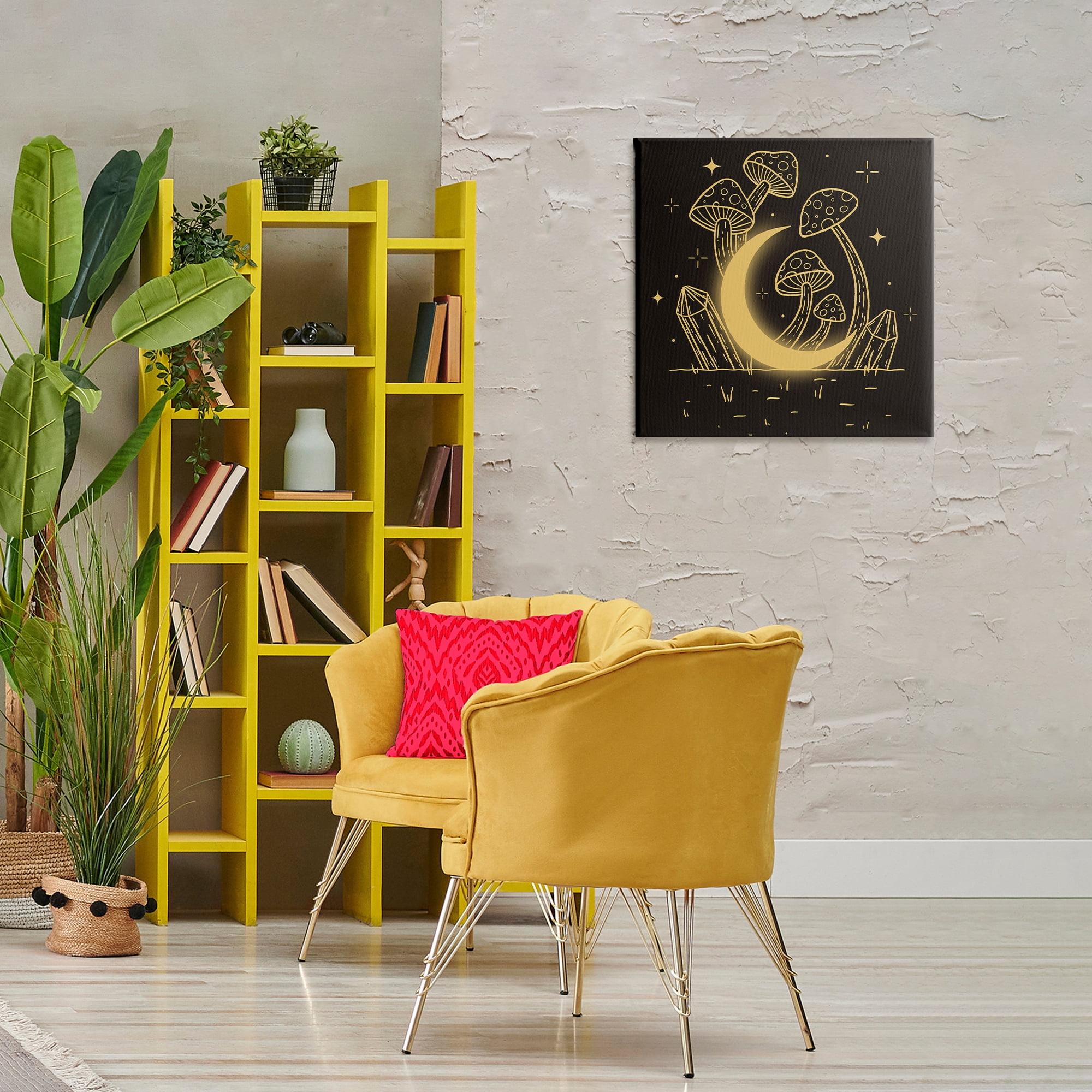Stupell Industries Moon In The Shroom Plants & Flowers Painting Wrapped Canvas Art Print Wall Art, 24 x 24