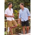 thumbnail image 4 of RICHCOIN Mens Casual Linen Shorts Elastic Waist Drawstring Loose Fit Summer Beach Vacation Shorts with Pockets, 4 of 7