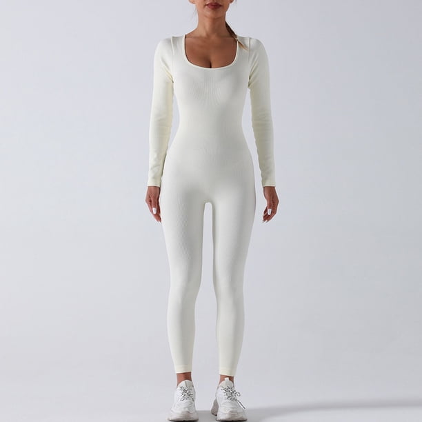 Traje de yoga de una pieza sin costuras, pantalones de manga larga, traje deportivo de fitness de otoño e invierno, traje de cuerpo de levantamiento de cadera y abdomen con alta elasticidad
