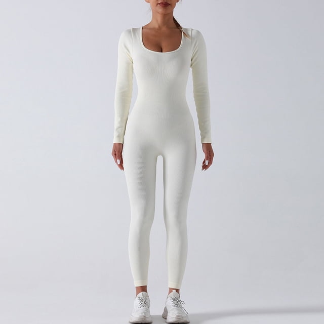 Traje de yoga de una pieza sin costuras, pantalones de manga larga, traje deportivo de fitness de otoño e invierno, traje de cuerpo de levantamiento de cadera y abdomen con alta elasticidad