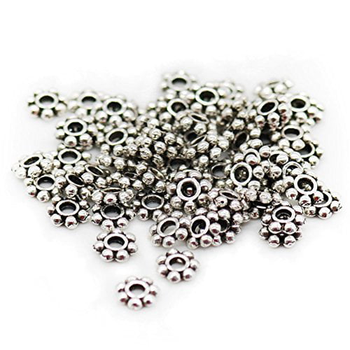 200pcs 4mm Silver Plated Daisy Flowers Spacer Beads Jewelry Craft Top Quality 