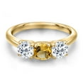 thumbnail image 3 of Gem Stone King 18K Yellow Gold Plated Silver Yellow Citrine and White Topaz Engagement Ring for Women | 1.65 Cttw | Round 5MM | Gemstone November Birthstone | Size 8, 3 of 6