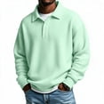 thumbnail image 2 of Dwellite Mens Casual Waffle Polo Shirts Button Collared Shirts Long Sleeve Sweater Fall Winter Solid Color Clothes Mint Green XL, 2 of 10