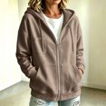 thumbnail image 5 of Guluxicc Fleece Hooded Jackets for Women Drawstring Full Zipper Long Sleeve Solid Athletic Jackets with Pockets for Workout Fall Winter Casual, 5 of 8