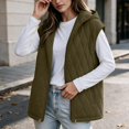 thumbnail image 6 of Cmfcve Womens Plus Size Winter Hooded Quilted Faux Suede Vest Full Zip Sleeveless Jacket Casual Warm Padded Outerwear, 6 of 8